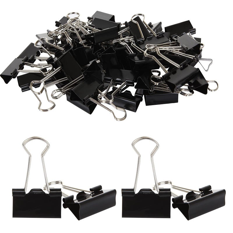 Ziqi 144 Pcs Binder Clips 1 Inch, Black Medium Paper Clamps for Office Supplies, Wide Metallic Binder Clips, Large Document Clamp, File Clips - Image 4